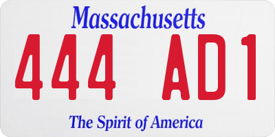 MA license plate 444AD1