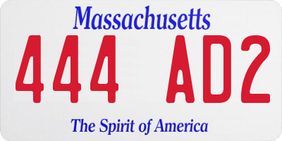 MA license plate 444AD2
