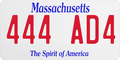 MA license plate 444AD4
