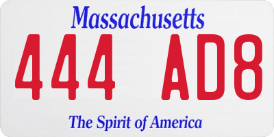 MA license plate 444AD8