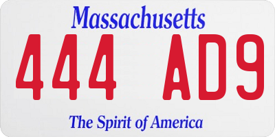 MA license plate 444AD9