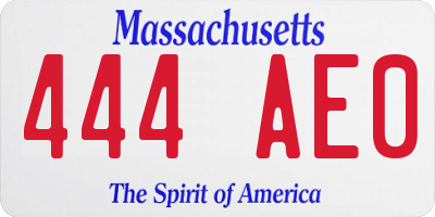 MA license plate 444AE0