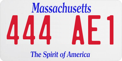 MA license plate 444AE1