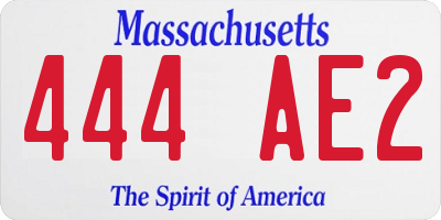 MA license plate 444AE2