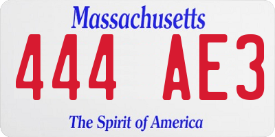 MA license plate 444AE3
