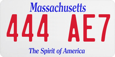 MA license plate 444AE7