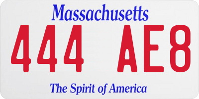 MA license plate 444AE8