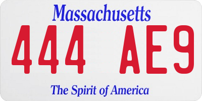 MA license plate 444AE9