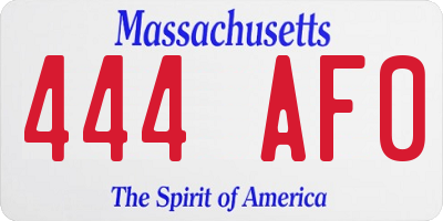 MA license plate 444AF0