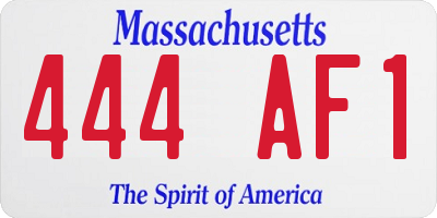 MA license plate 444AF1