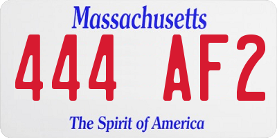 MA license plate 444AF2