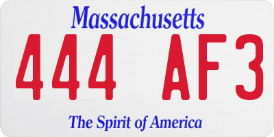 MA license plate 444AF3