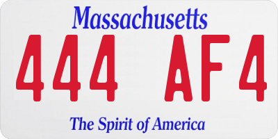 MA license plate 444AF4