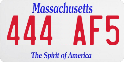 MA license plate 444AF5