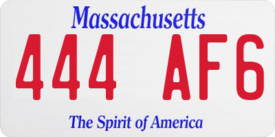 MA license plate 444AF6