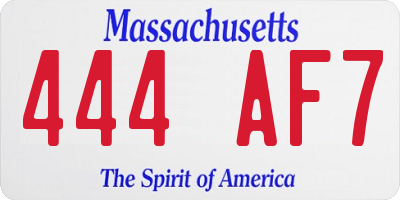 MA license plate 444AF7