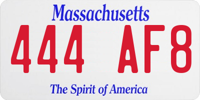 MA license plate 444AF8