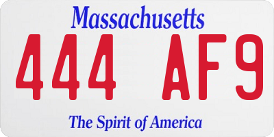 MA license plate 444AF9