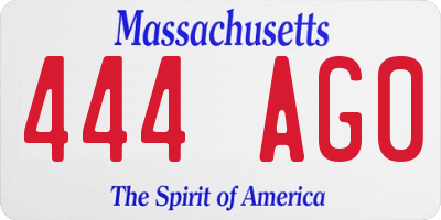 MA license plate 444AG0
