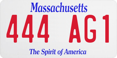 MA license plate 444AG1