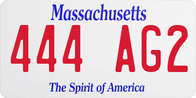 MA license plate 444AG2