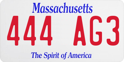 MA license plate 444AG3