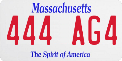 MA license plate 444AG4
