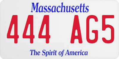MA license plate 444AG5
