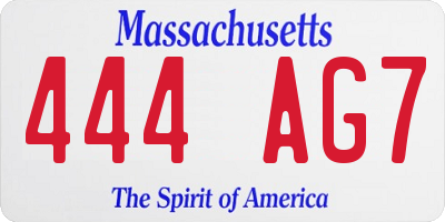 MA license plate 444AG7