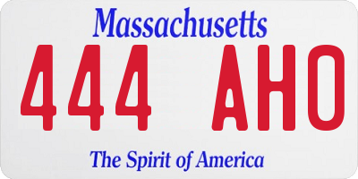 MA license plate 444AH0