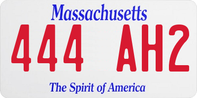 MA license plate 444AH2