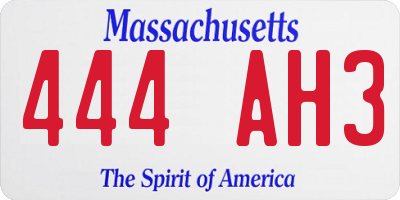 MA license plate 444AH3