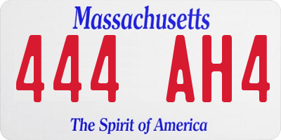 MA license plate 444AH4