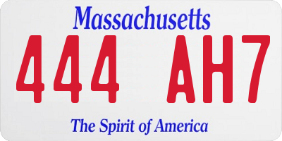 MA license plate 444AH7