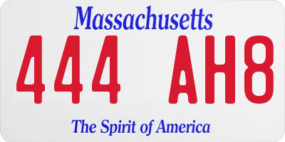 MA license plate 444AH8