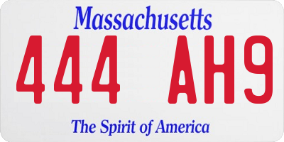 MA license plate 444AH9