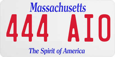 MA license plate 444AI0