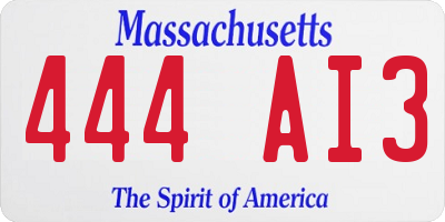 MA license plate 444AI3