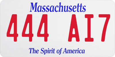 MA license plate 444AI7