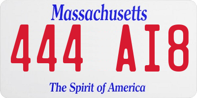 MA license plate 444AI8