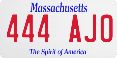 MA license plate 444AJ0