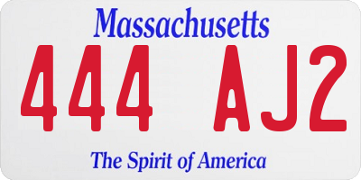 MA license plate 444AJ2