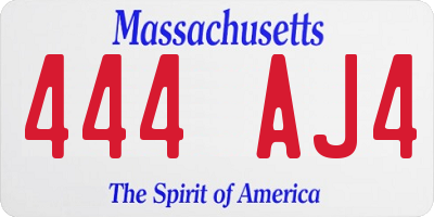 MA license plate 444AJ4