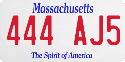 MA license plate 444AJ5