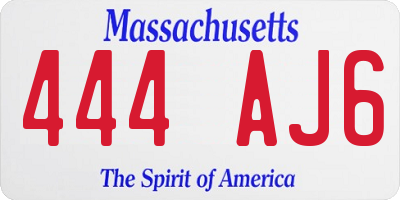 MA license plate 444AJ6