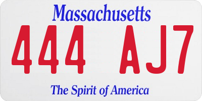 MA license plate 444AJ7