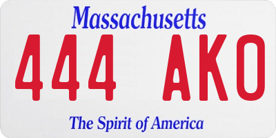 MA license plate 444AK0