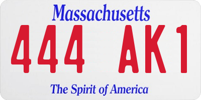 MA license plate 444AK1