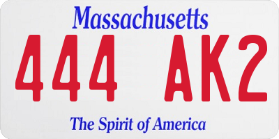 MA license plate 444AK2