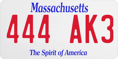 MA license plate 444AK3